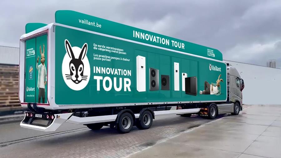 Mobiele showroom van Vaillant gaat langs bij 55 filialen van Belgische groothandelaars